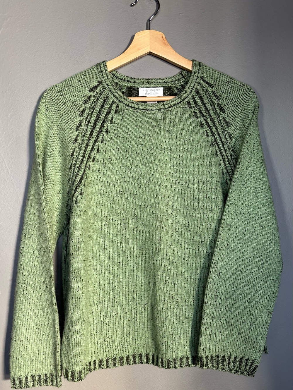 Christopher & Banks Light Green Raglan Crewneck Sweater